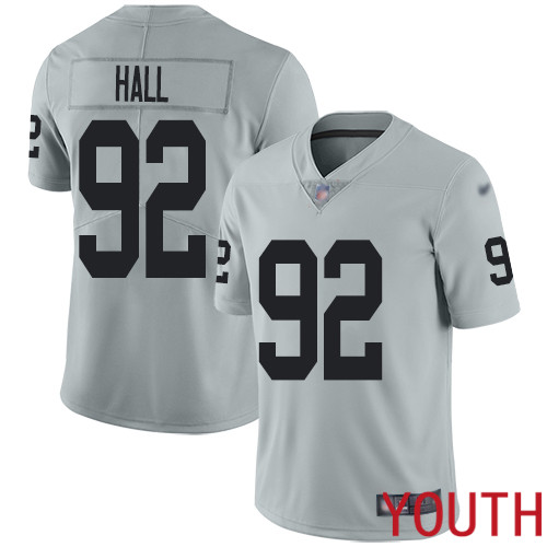 Oakland Raiders Limited Silver Youth P J  Hall Jersey NFL Football #92 Inverted Legend Jersey